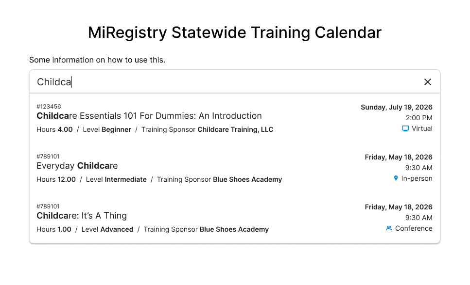 The omnisearch typeahead input expanded with visible autocomplete results